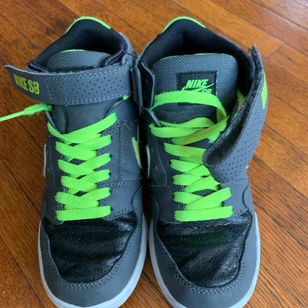 Black and Green hi top Nike Sneakers